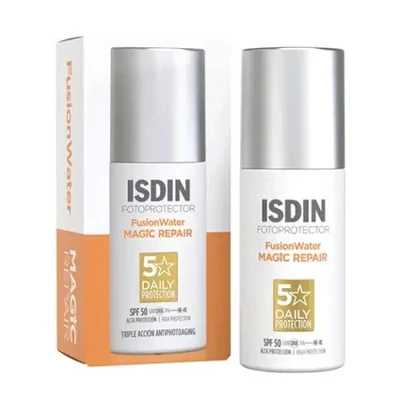 ضد آفتاب بی رنگ ترمیم کننده فیوژن واتر مجیک ایزدین، SPF50 مدل Repair
