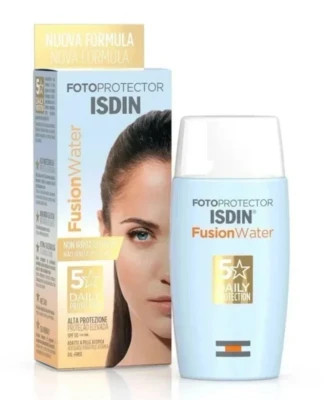 ضد آفتاب بی رنگ فیوژن واترSPF 50ایزدین حجم 50 میل